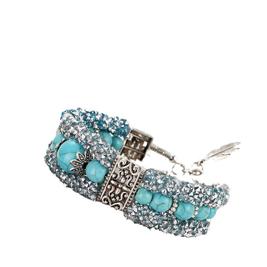 Jiasa turquoise beaded wire ring diamond bracelet Retro fashion women's jewelry wholesale